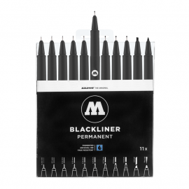 Набор перманентных капиллярных маркеров Molotow Blackliner Complete Set 11 штук