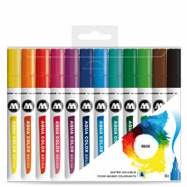 Набор акварельных маркеров-кистей Molotow Aqua Color Brush Basic Set 12 штук