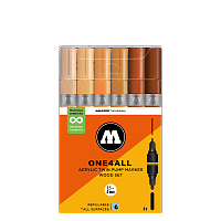 Набор акриловых двусторонних маркеров Molotow ONE4ALL Acrylic Twin Wood Set 6 штук