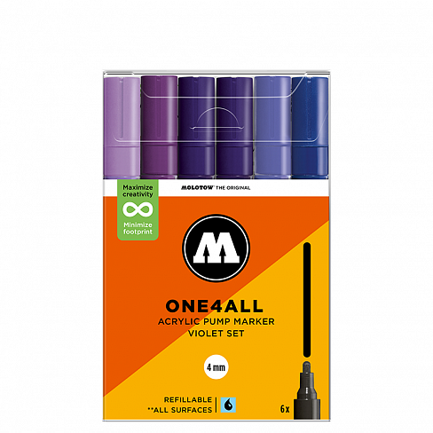 Набор акриловых маркеров Molotow ONE4ALL 227HS Violet-Set 4 мм 6 штук