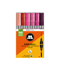 Набор акриловых двусторонних маркеров Molotow ONE4ALL Acrylic Twin Pink Set 6 штук