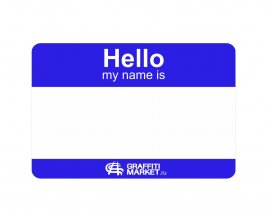 Стикер Hello My Name Is синий 8x12см