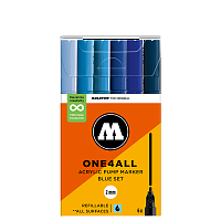 Набор акриловых маркеров Molotow ONE4ALL 127HS Blue-Set 2 мм 6 штук