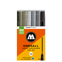 Набор акриловых маркеров Molotow ONE4ALL 127HS Grey-Set 2 мм 6 штук