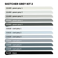 Набор двусторонних маркеров для скетчей Molotow Sketcher Main Grey Kit II 12 штук