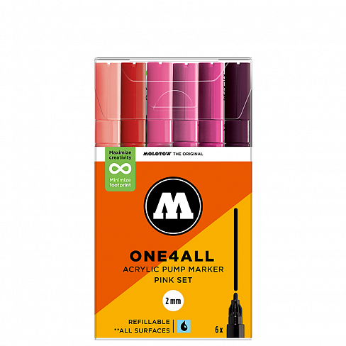 Набор акриловых маркеров Molotow ONE4ALL 127HS Pink-Set 2 мм 6 штук