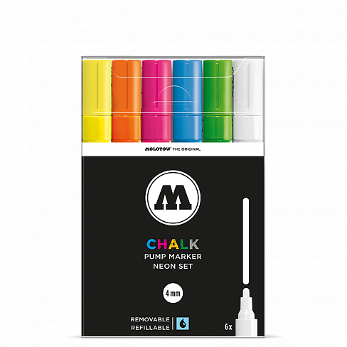 Набор маркеров Molotow CHALK Marker Neon Set 6 штук 4 мм 