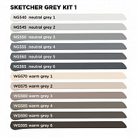 Набор двусторонних маркеров для скетчей Molotow Sketcher Main Grey Kit I 12 штук