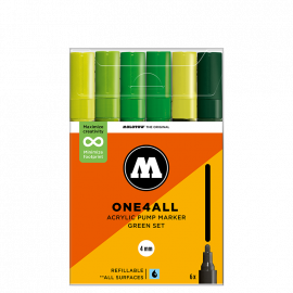 Набор акриловых маркеров Molotow ONE4ALL 227HS Green-Set 4 мм 6 штук