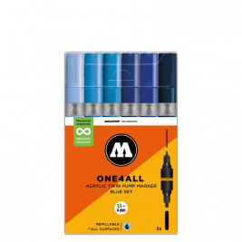 Набор акриловых двусторонних маркеров Molotow ONE4ALL Acrylic Twin Blue-Set 6 штук