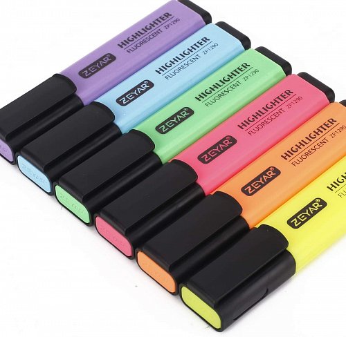Набор текстовыделителей Zeyar флуоресцентные цвета 6 штук