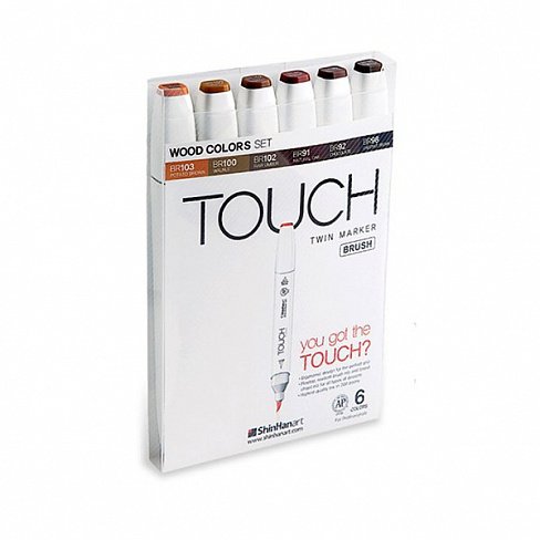 Набор маркеров Brush Touch Twin Древесные тона 6 штук