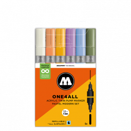 Набор акриловых двусторонних маркеров Molotow ONE4ALL Acrylic Twin Pastel Modern Set 6 штук