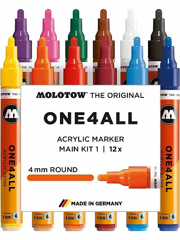 Набор акриловых маркеров Molotow One4all 227HS 4мм Main-kit 1 12шт