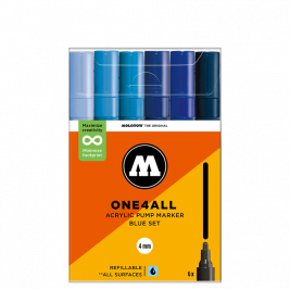 Набор акриловых маркеров Molotow ONE4ALL 227HS Blue-Set 4 мм 6 штук
