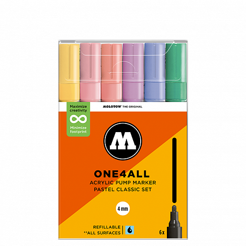 Набор акриловых маркеров Molotow ONE4ALL 227HS Pastel Classic 4 мм 6 штук