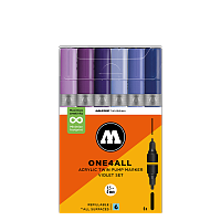 Набор акриловых двусторонних маркеров Molotow ONE4ALL Acrylic Twin Violet Set 6 штук