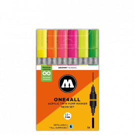Набор акриловых маркеров Molotow ONE4ALL Acrylic Twin Neon-Set 6 штук